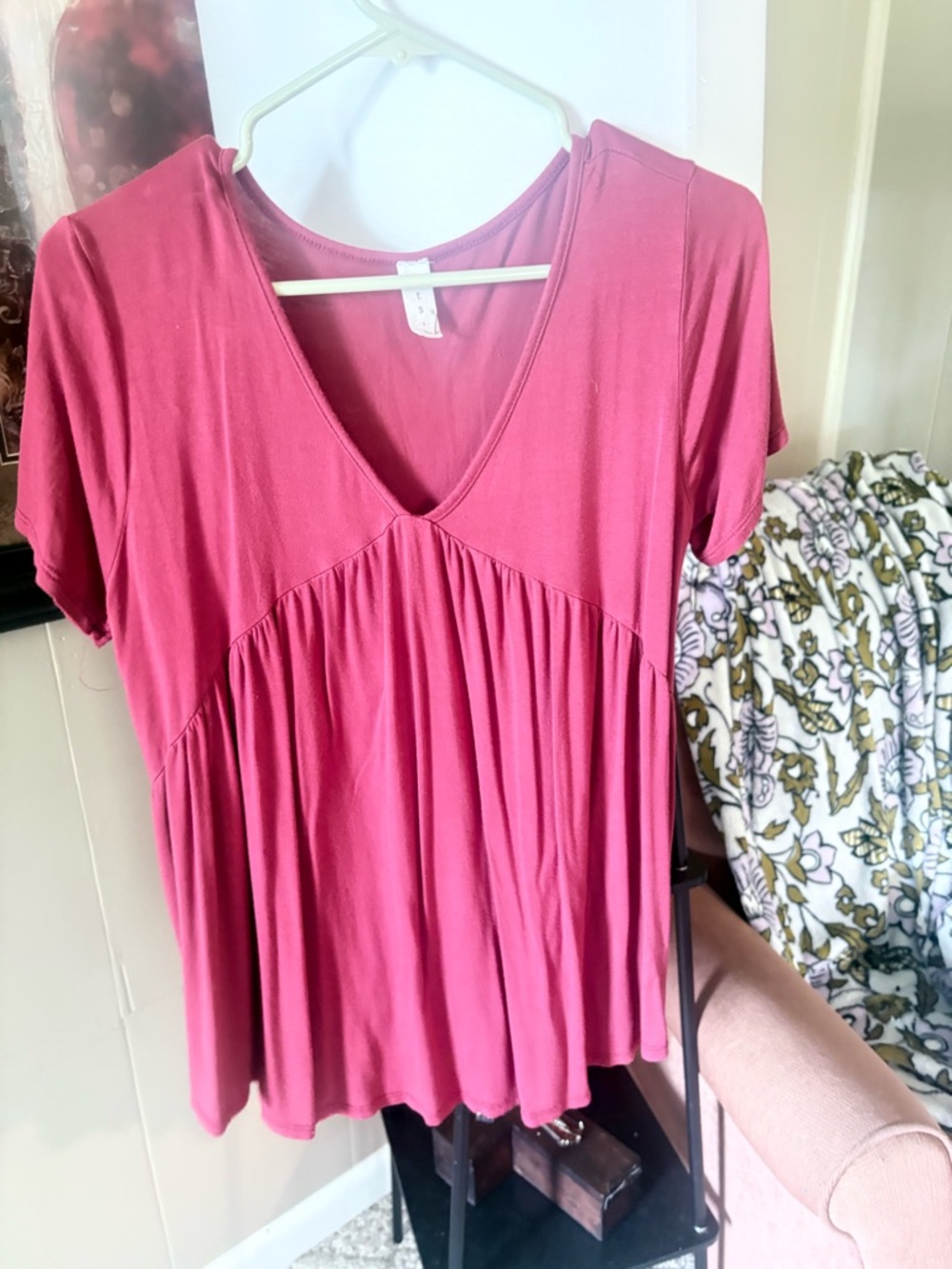 MTS MAROON BABY DOLL TSHIRT SIZE MEDIUM